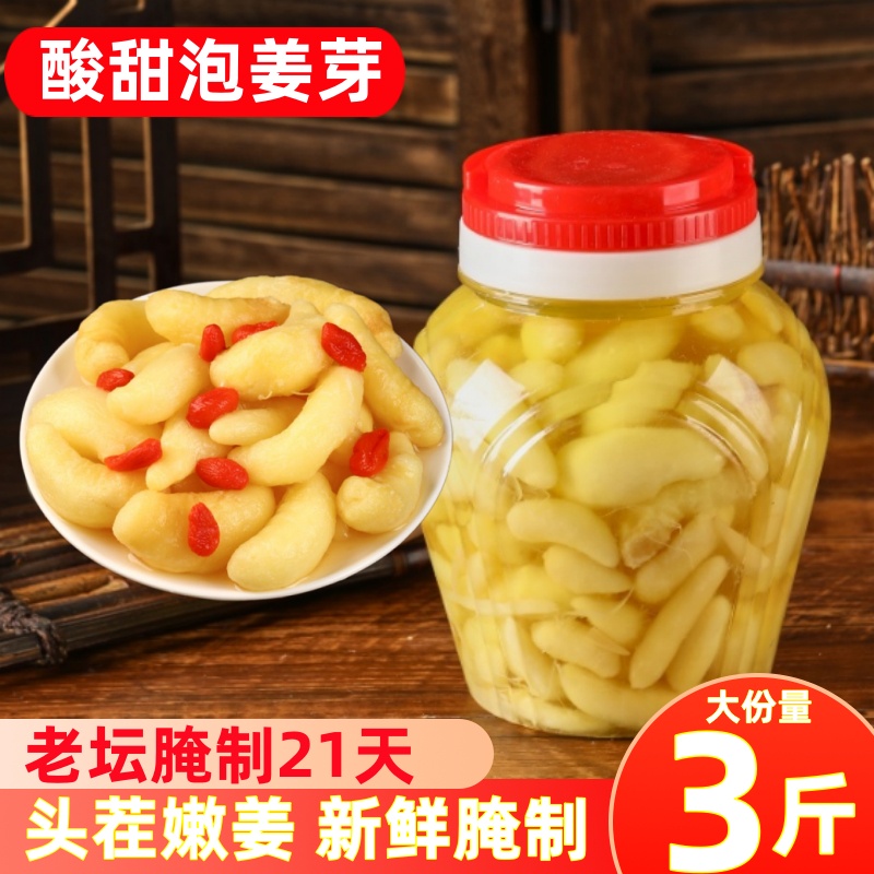 山东泡姜芽老坛腌制枸杞醋泡嫩仔姜片酸甜酱汁味糖醋姜芽下饭泡菜