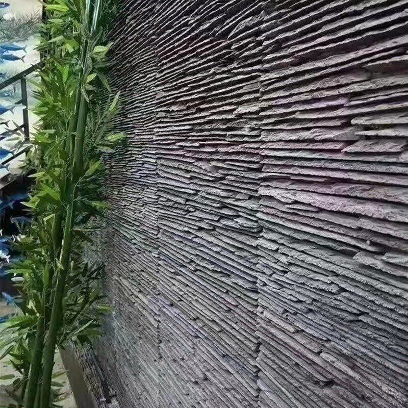黑色流水墙 条纹水幕墙300x600青石板景观鱼池砖庭院流水石背景墙