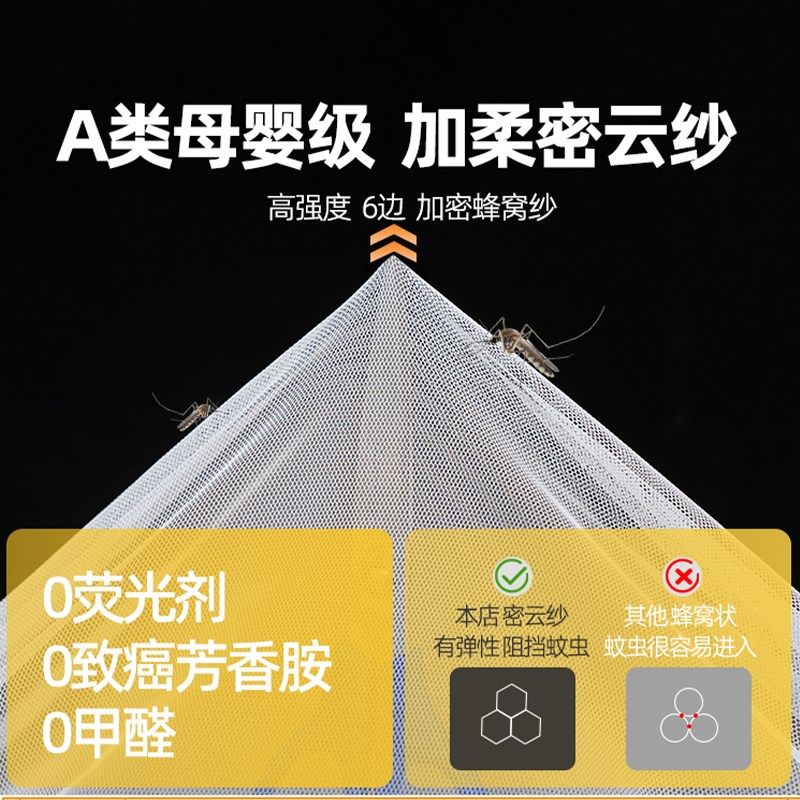 蚊帐家用2025新款卧室高级三开门落地式免安装支架杆加粗加厚防蚊