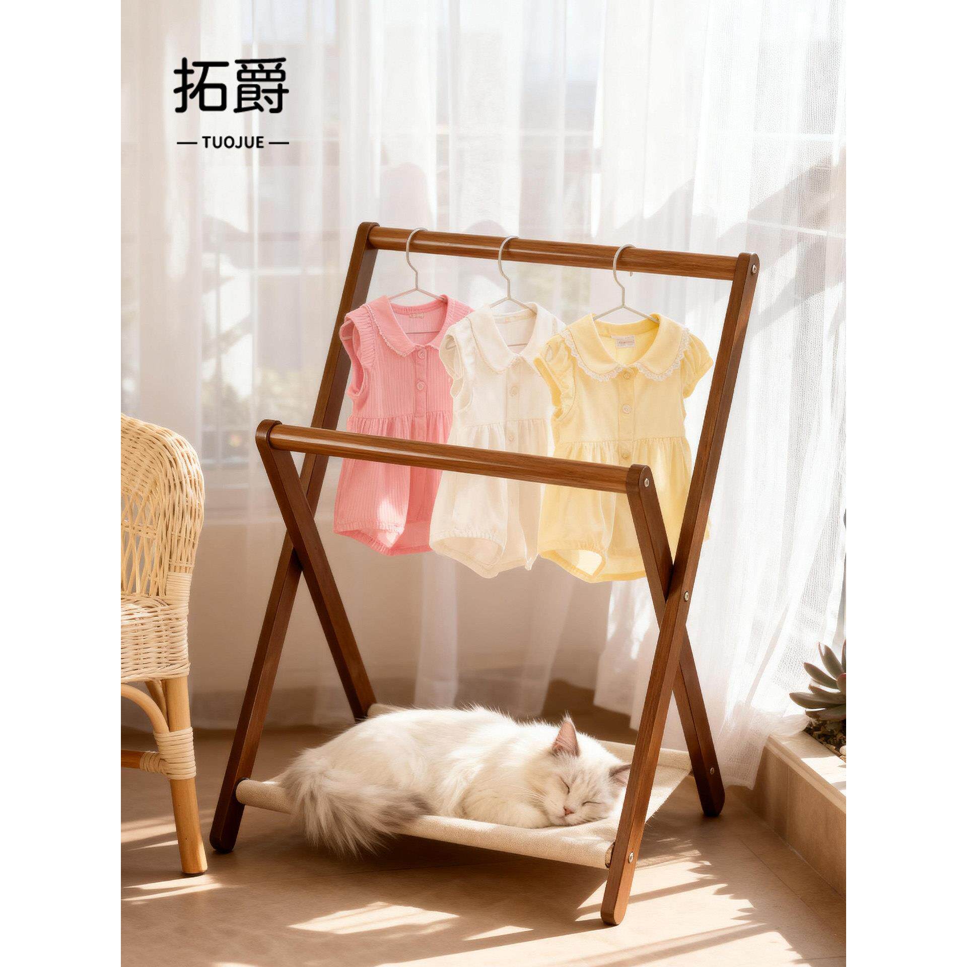 宠物衣架迷你落地式可折叠挂衣架小型简易不占空间猫咪狗狗衣帽架