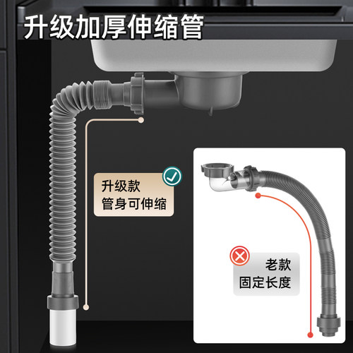 陶瓷洗衣盆厨房洗菜盆下水管配件横排省空间高位侧排洗碗槽下水器