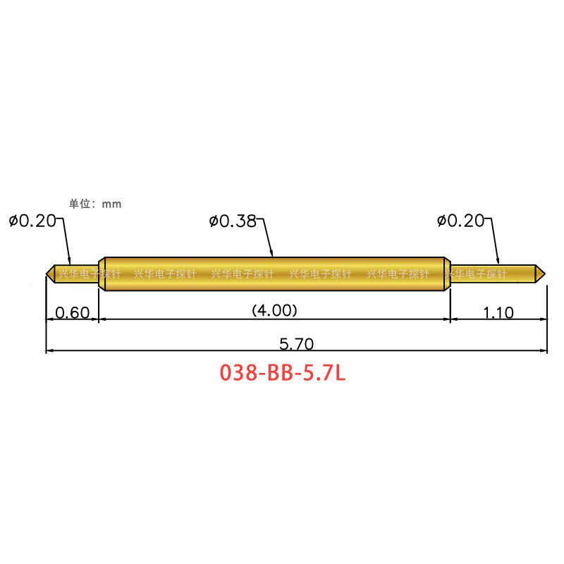 BGA双头针测试探针半导体048/038 BF 5.7L尖头圆两头伸缩弹簧顶针