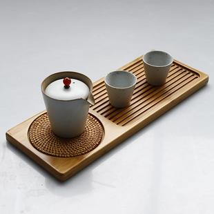 手工家用小号简约功夫茶具茶托海实木托盘 天然竹木茶盘干泡台日式