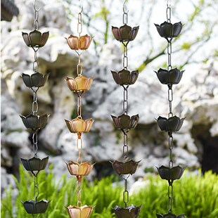 佛莲雨链雨水链中式庭院屋檐排水链民宿天沟引水链景观落水链装饰