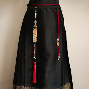 新中式清冷无性别诡道铜钱禁步红色流苏国风古风马面裙国风民族风
