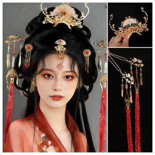 古风配饰战国头饰发冠明制发钗唐风发簪汉服富贵套装流苏发饰饰品
