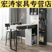 笙诚棠桌家用酒柜现代简约隔断柜酒吧柜客厅餐厅玄关柜高吧台 2把