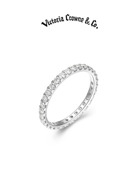Victoria Crowne英伦王朝 莫桑排钻戒指整圈满钻纯银高级生日礼物