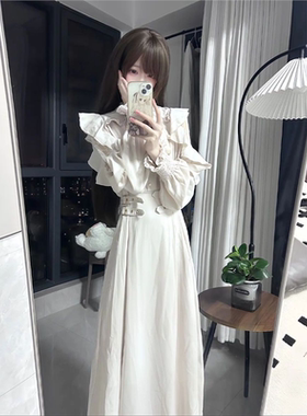 rojita蝴蝶结喇叭袖长袖日系甜美清新收腰显瘦洛丽塔连衣裙爆款女