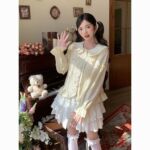 日系软妹lolita衬衫娃娃领长袖甜美洋装泡泡袖上衣女秋洛丽塔内搭