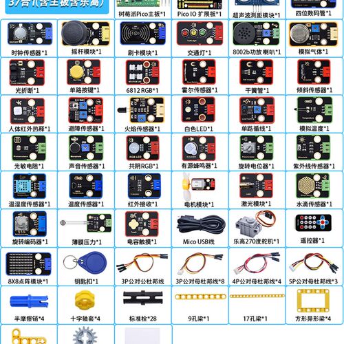 树莓派pico传感器套件RaspberryPi开发板基础入门microPython编程