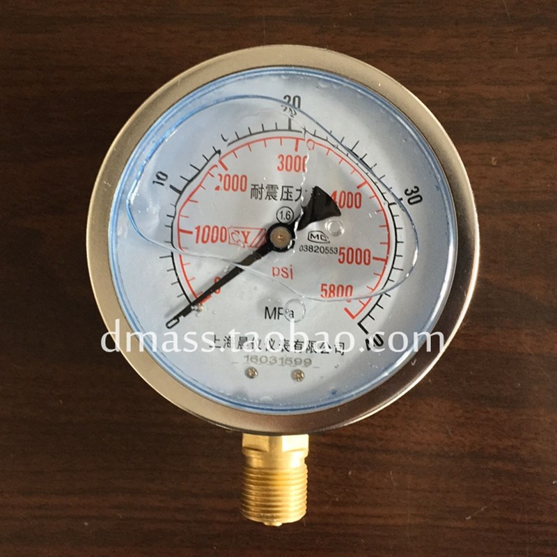 耐震压力表YN100缩缓冲管0-40Mpa不锈钢防震压力表0-5800PSI径向