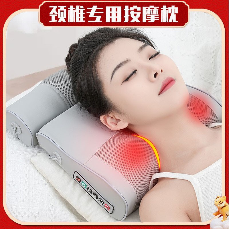 家用颈部按摩仪器肩颈气囊推拿揉捏靠垫加热腰部背部多功能按摩枕