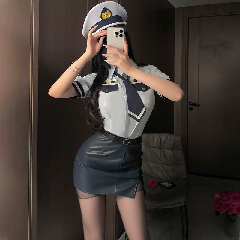御姐风纯欲包臀皮裙套装纯欲火辣