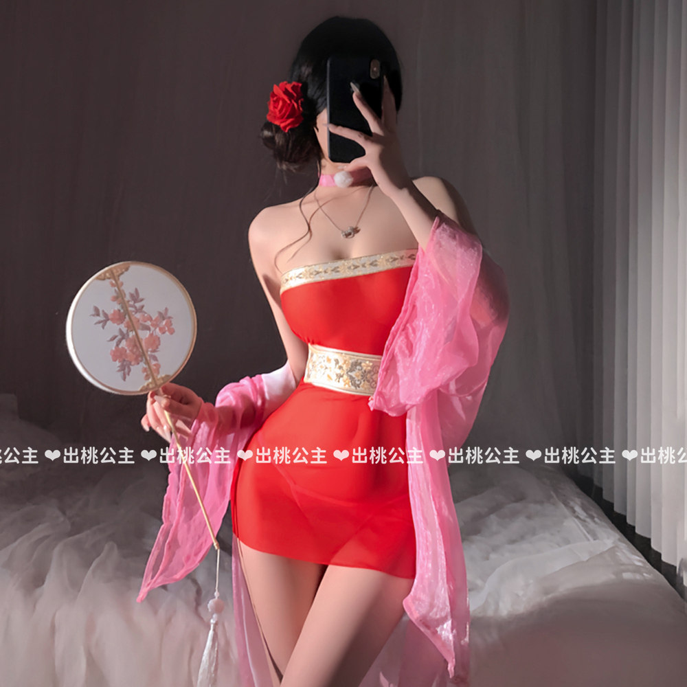 性感一字肩抹胸包臀裙妲己cos服