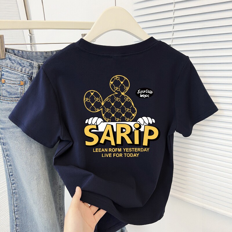 夏季正肩小个子百搭女士短袖t恤2025新款设计感小众时尚减龄上衣