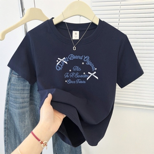 T恤女韩系百搭显瘦短款 卡通印花圆领正肩短袖 上衣ins 新款 2025夏季