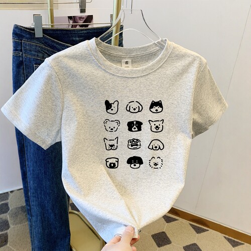 正肩显瘦t恤女短袖夏季2025新款爆款潮牌小个子百搭印花半袖上衣
