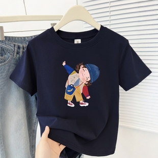 2025夏季正肩减龄印花短袖t恤女高级感时尚洋气百搭小个子ins上衣