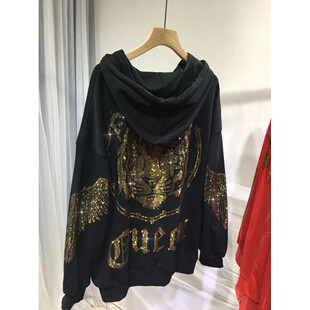 Clothing Rhinestones Size Sweats Hoodies Women Plus Zip