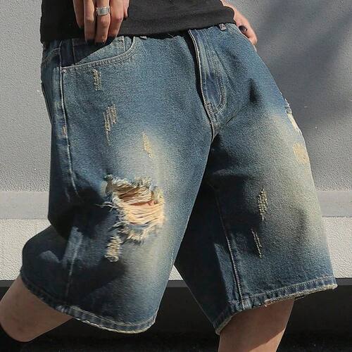Men Summer Baggy Stretchy Denim Shorts Jeans For Men Streetw