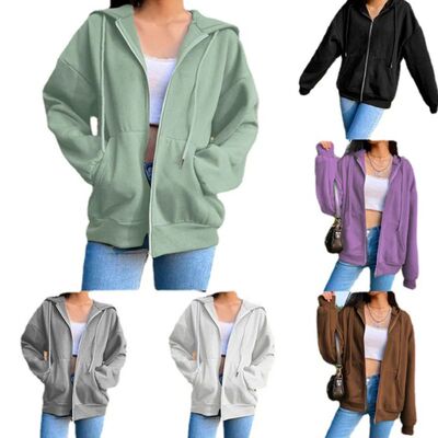 Autumn Fleece Hoodie Solid Color Hooded Korean Fashion Sweat