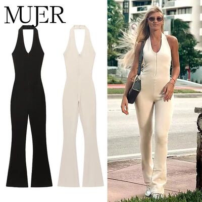 MUJER 2025 Long Jumpsuit Woman Flared Fitness Jumpsuits for