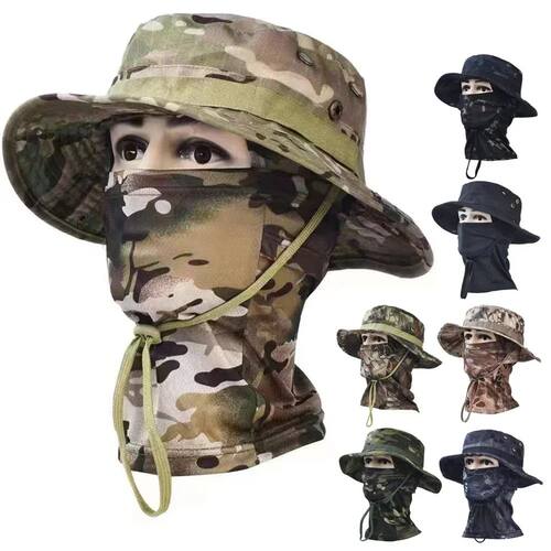 Men's Camouflage Balaclava Fishing Cap Full Face Mask Set Su