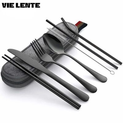 8Pcs/set Tableware Reusable Travel Cutlery Set Camp Utensils