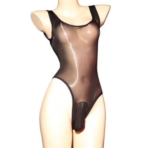 Full Transparent Bodysuits Gay Men Oils Shiny Smooth Jumpsui