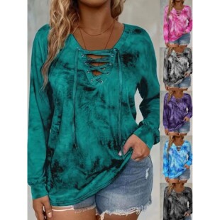 made printed long dye women tie shirt plus sleeved size