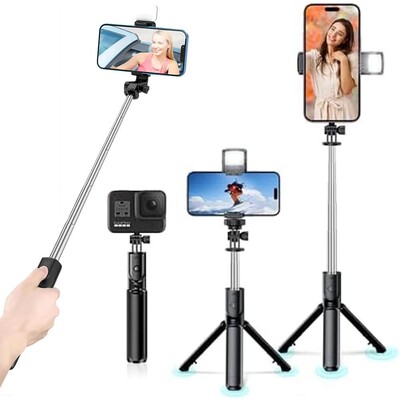 Bluetooth Wireless Selfie Stick Tripod Stand with Light Remo