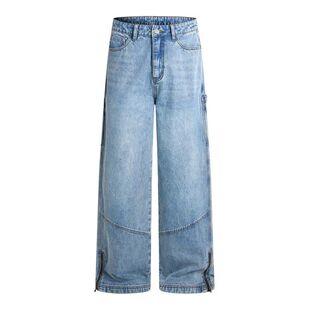 Jeans Washed Soft Casual Straight Stretch Stacked Zip Men’s