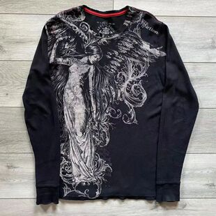 90s Affliction T shirt Hip Hop Round Neck Oversized Long sle