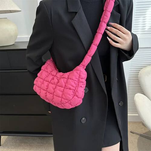 Quilted Pleated Shoulder Bags for Women Padded Bag Nylon Han