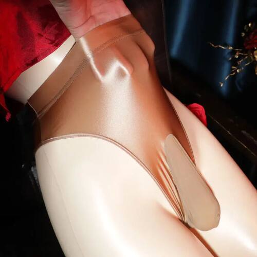 Large Size Sissy Pouch Panties Men Oil Shiny Smooth T-Back T