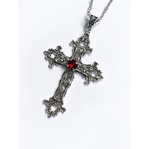 Y2K Punk Crystal Big Cross Pendant Necklaces for Women Men G