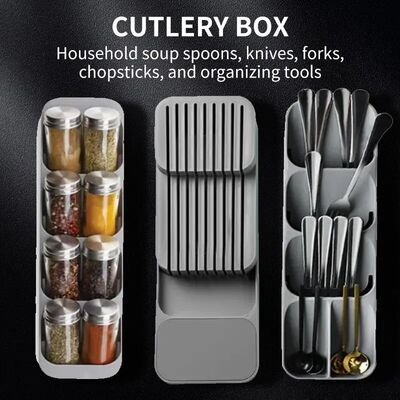 Kitchen Drawer Cutlery Storage Tray Knife Holder Spoon Forks