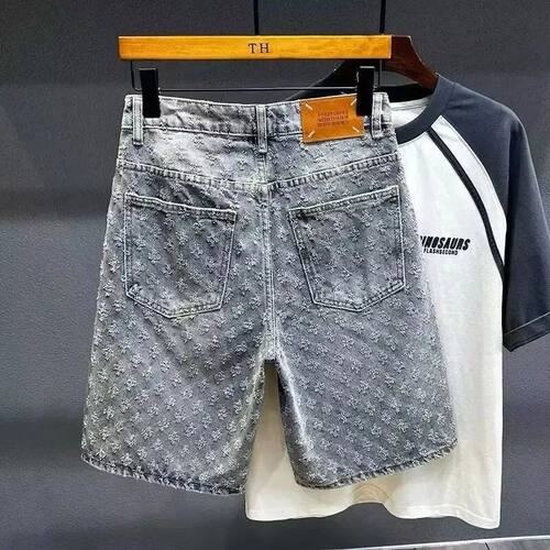 2025 American style new denim shorts for men in summer, loos