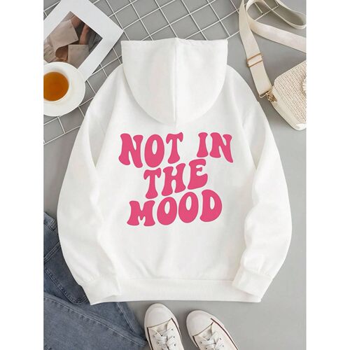 Plus Size Not in The Mood Letter Hoody Fashion Autumn Sweats