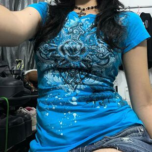 2000s Y2k Print Rhinestone Vinage Shirts Grunge Women