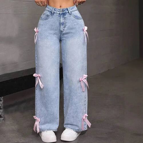 2025 Luxury Women's Jeans Street Chic Street Style Bowknot D