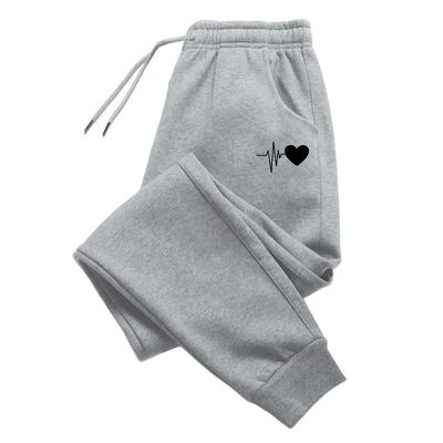 Women's Heart Print Sweatpants fall winter Daily Casual Spor
