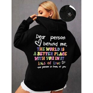 Plus Colored Person Letters Women Behind Hoodie Dear Size