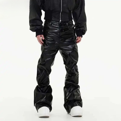 PFNW New Spring Men's Jeans Loose Wide Leg Coating Glossy Pa