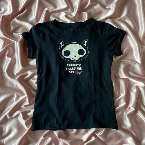 Harajuku Aesthetic Y2k Crop Top Women Sexy Letter Print Grap