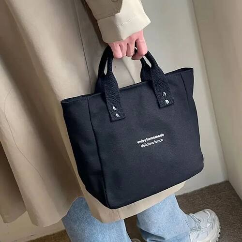 1pc Classic Canvas Tote Bag, Durable Textile Material, Versa