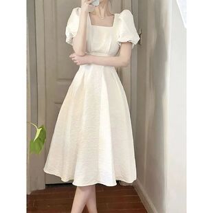 Graceful Korean Summer Vintage Dress Women Midi 2023 White