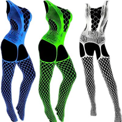 Glow in the Dark Sexy Lingerie Bodysuits Catsuit Women Trans