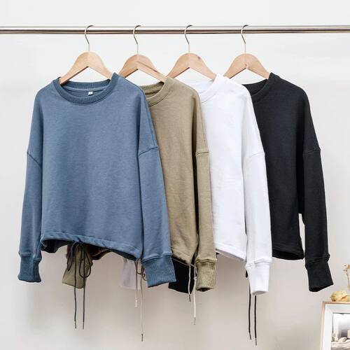 100% Cotton Women's Drawstring Sweatshirt Autumn New Casual